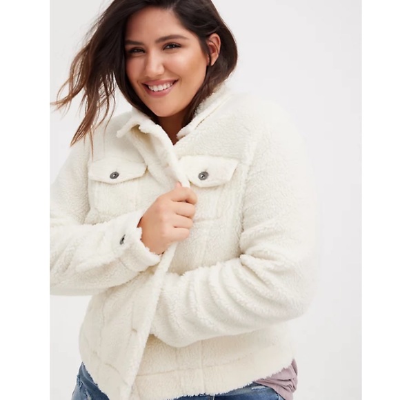 TRUCKER JACKET - FAUX SHEARLING WHITE - Picture 1 of 4